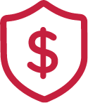 Icon of shield with dollar sign