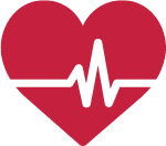 Icon of heart with life monitor line