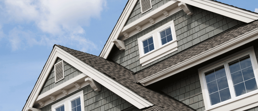 Facade of shingled house