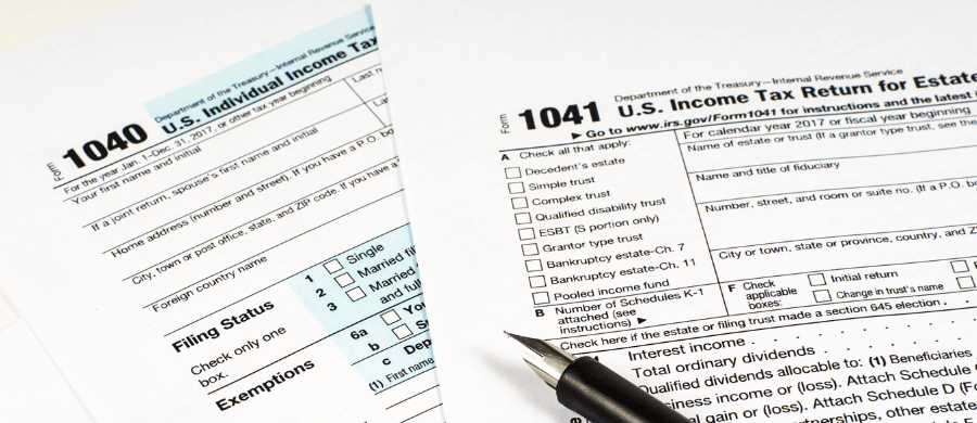 US tax forms 1040 and 1041