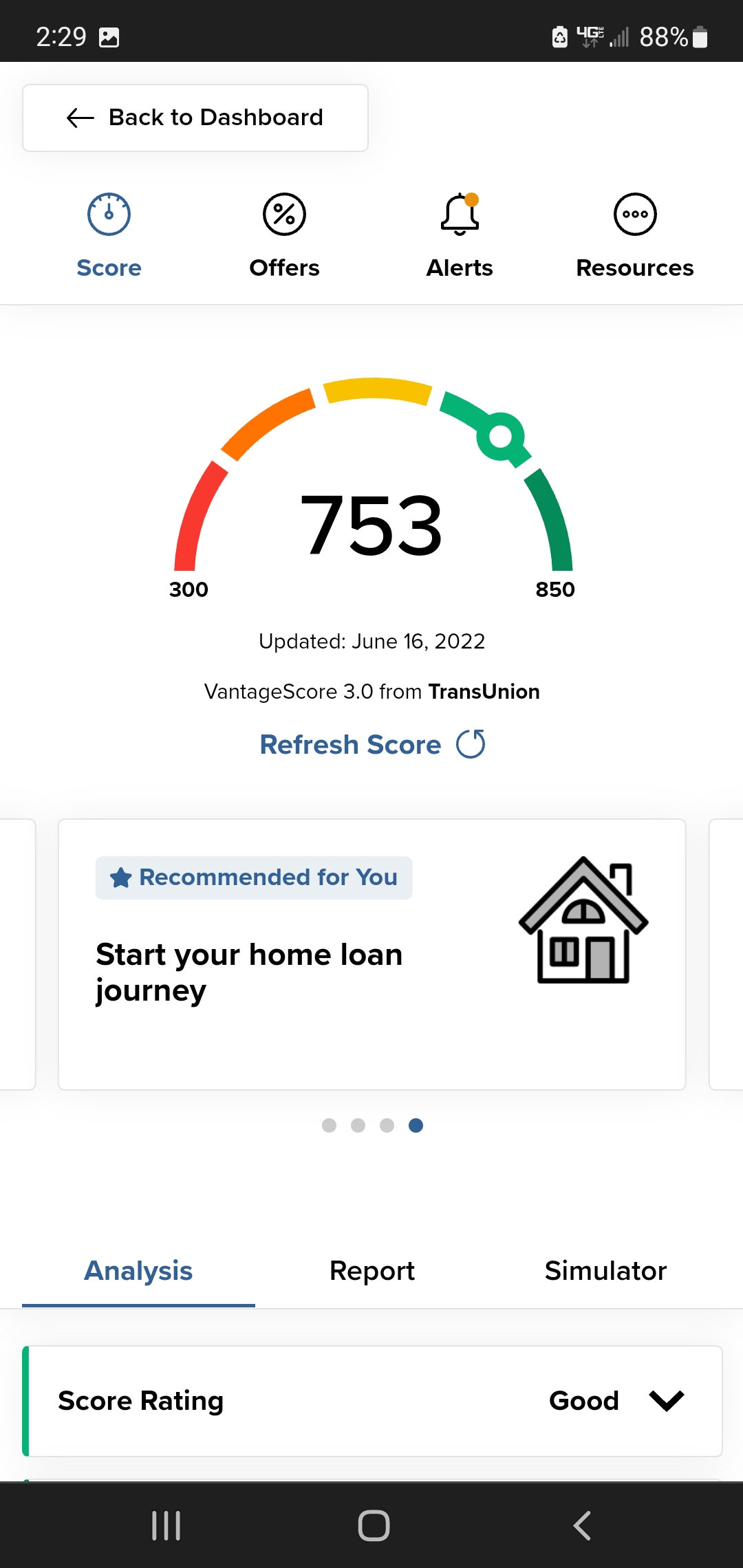 Credit score monitoring