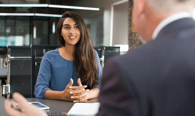 Young woman meeting with a banker