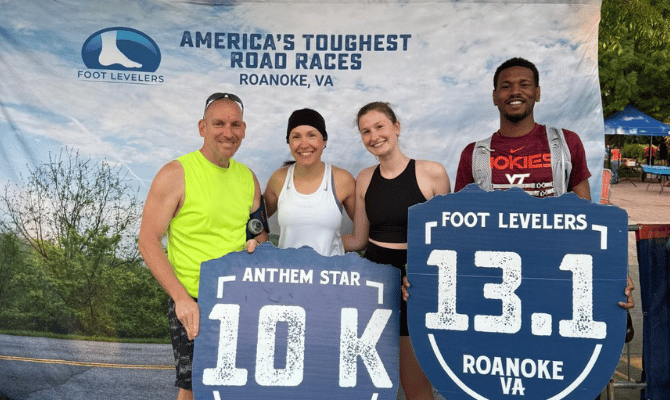 Freedom First employees celebrating the Blue Ridge Marathon