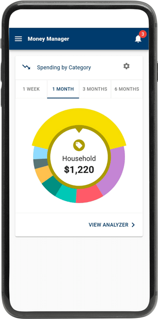 Mobile screen showing spending view in Money Manager