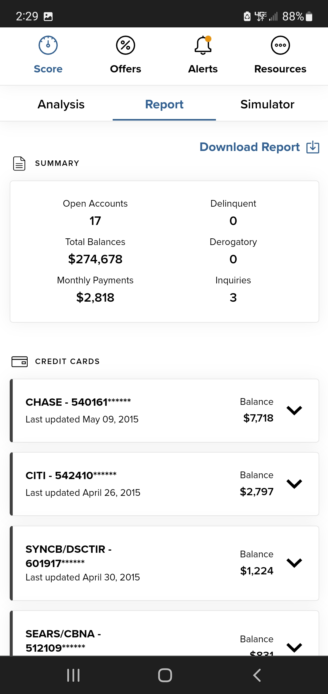 View a Snapshot of Your Credit Report