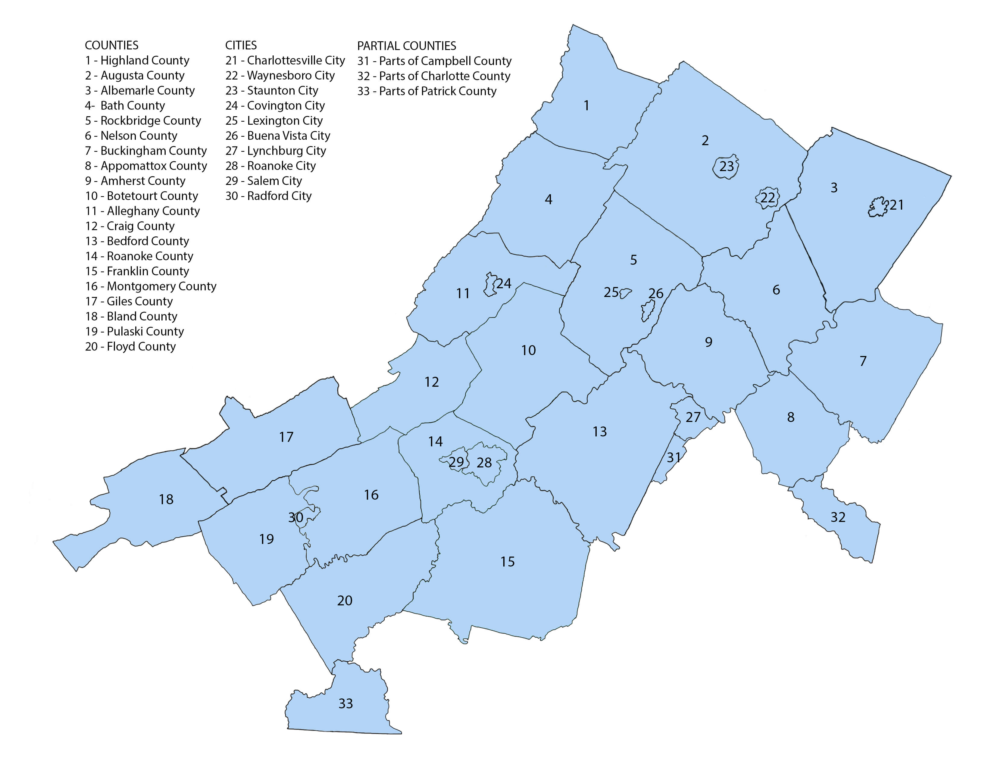 Freedom First's member service area map