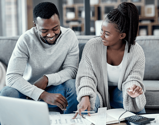 Couple looking at papers