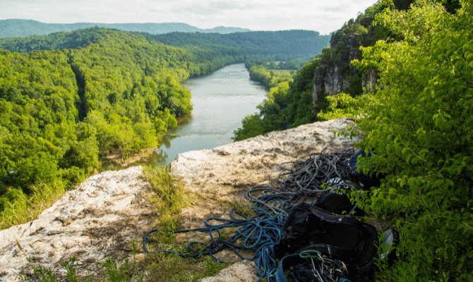 Scenic overlook of the New River in Blacksburg